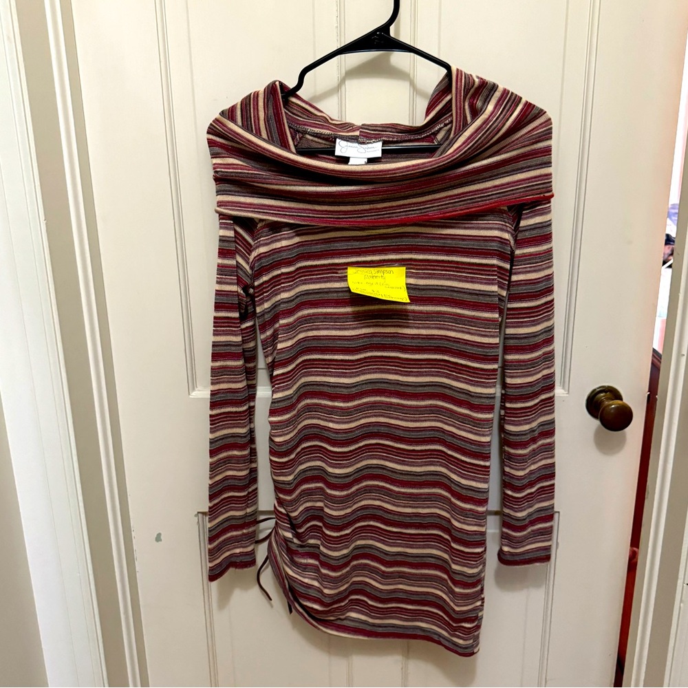 Jessica Simpson May light cowl neck sweater with leather adjustable side